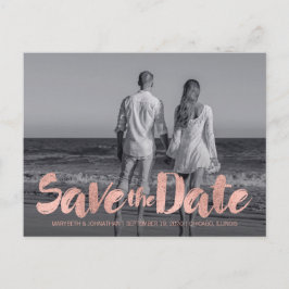 Moderne Rose Gold Liebe Save the Date Foto Postkar Ankündigungspostkarte