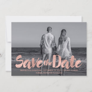 Moderne Rose Gold Liebe Save the Date Fotokarte
