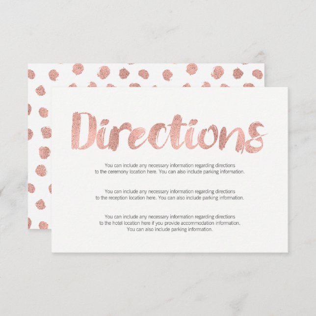 Moderne Rose Gold Liebe Wedding Directors Card Einladung (Vorne/Hinten)