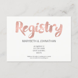 Moderne Rose Gold Liebe Wedding Registry Card Begleitkarte