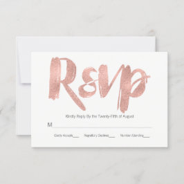 Moderne Rose Gold Liebe Wedding RSVP Card