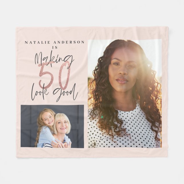 moderne Rose Gold macht 50 aussehen gutVlies Blank Fleecedecke (Vorderseite (Horizontal))