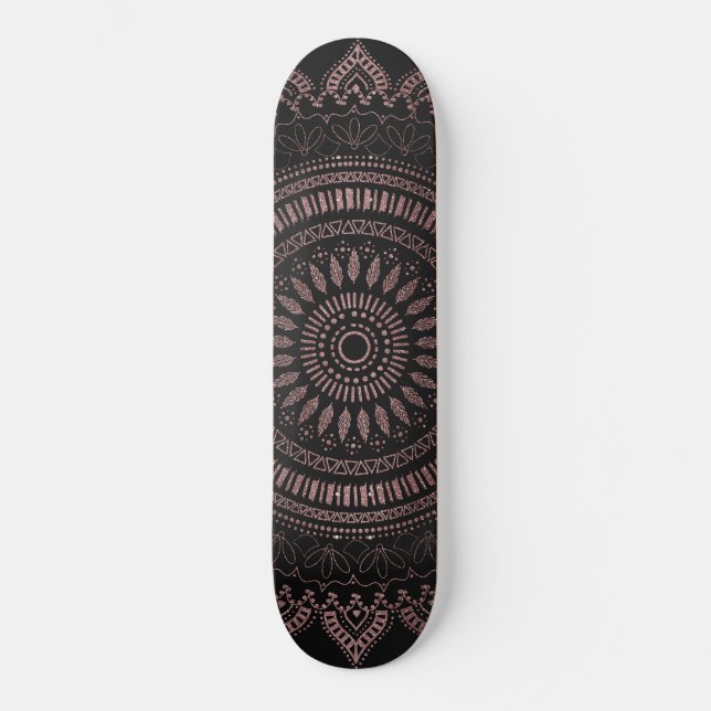 Moderne Rose Gold Mandala Design Skateboard (Vorderseite)
