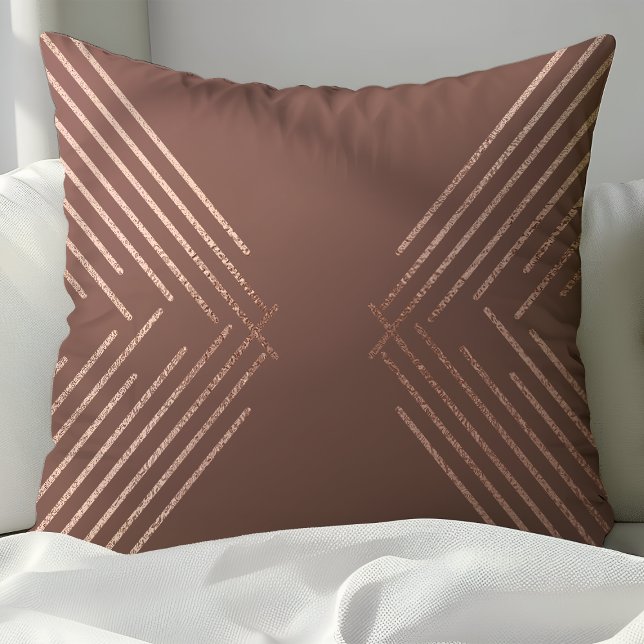 Moderne Rose Gold Mauve Geometric Muster Kissen (Von Creator hochgeladen)