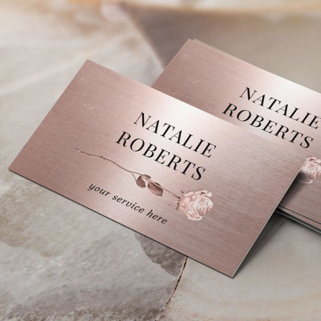 Moderne Rose Gold Metallische Rose Blume Salon Wel Visitenkarte (Von Creator hochgeladen)