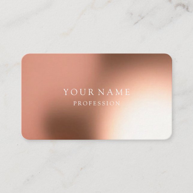 Moderne Rose Gold Minimal Silk Metallic Weiß Visitenkarte (Vorderseite)
