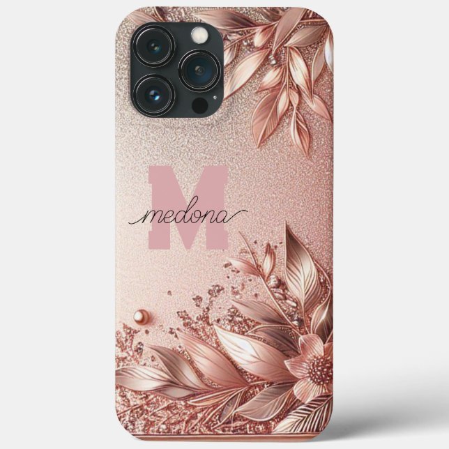 Moderne Rose Gold mit Blütenkurve11 Case-Mate iPhone Hülle (Rückseite)