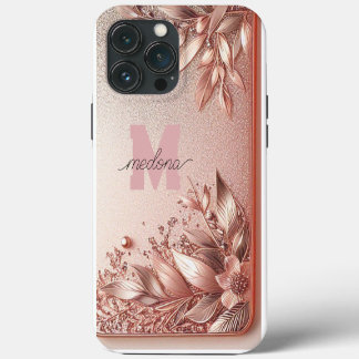 Moderne Rose Gold mit Blütenkurve11 iPhone 13 Pro Max Hülle