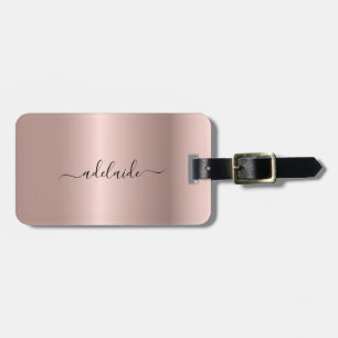 Moderne Rose Gold Monogram Chic Girl Script Name Gepäckanhänger