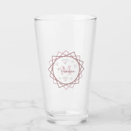Moderne Rose Gold Monogram Geometric v2 Glas