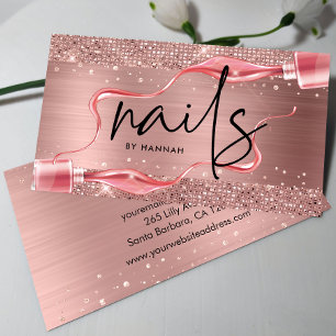 Moderne Rose Gold Nageltechniker Visitenkarte