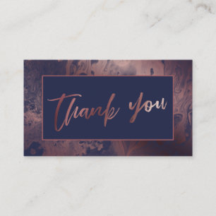 Moderne Rose Gold & Navy marmoriert Vielen Dank Begleitkarte