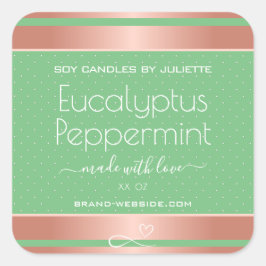 Moderne Rose Gold Packing Labels Light Green Mint Quadratischer Aufkleber