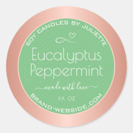 Moderne Rose Gold Packing Labels Light Green Mint Runder Aufkleber