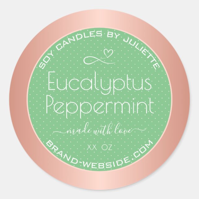 Moderne Rose Gold Packing Labels Light Green Mint Runder Aufkleber (Vorderseite)