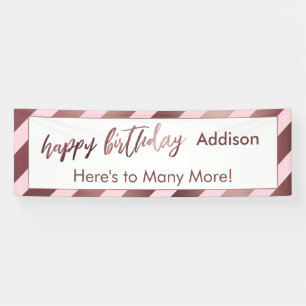 Moderne Rose Gold Pastellfarben Rosa Streifen Happ Banner