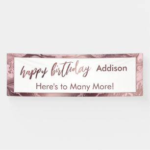 Moderne Rose Gold Pastellfarben Rosa Streifen Happ Banner