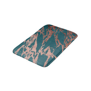 Moderne Rose Gold Pfau Aquamarin Marmor Badematte
