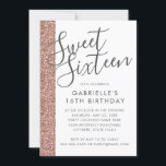 Moderne Rose Gold Pink Glitzer Sweet 16 Einladung<br><div class="desc">FUNKELND ROSE GOLD AND GRAY SWEET 16. BIRTHDAY PARTY INVITATION mit elegantem und einfachem Glitzer-Bänder abgestreift und moderner Schrift-Typografie für eine elegante und raffinierte Teenager-Geburtstagsparty. Sehen Sie sich den Designer-Shop für Party-Papierwaren,  Party-Dekoration und Geschenke an.</div>