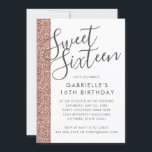 Moderne Rose Gold Pink Glitzer Sweet 16 Einladung<br><div class="desc">FUNKELND ROSE GOLD AND GRAY SWEET 16. BIRTHDAY PARTY INVITATION mit elegantem und einfachem Glitzer-Bänder abgestreift und moderner Schrift-Typografie für eine elegante und raffinierte Teenager-Geburtstagsparty. Sehen Sie sich den Designer-Shop für Party-Papierwaren,  Party-Dekoration und Geschenke an.</div>