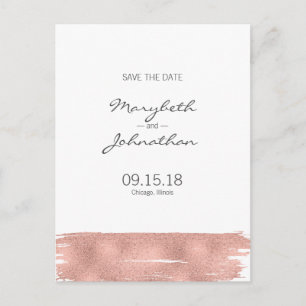 Moderne Rose Gold Pinsel Save the Date Postkarte