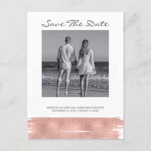 Moderne Rose Gold Pinsel Save the Date Postkarte