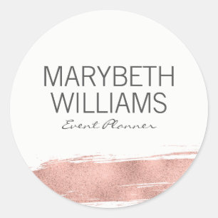 Moderne Rose Gold Pinselsticker Runder Aufkleber