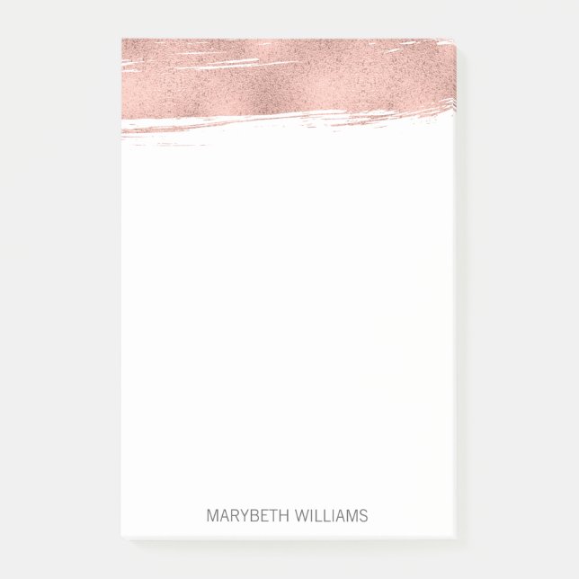 Moderne Rose Gold Pinselstrich Nachhinweise Post-it Klebezettel (Vorderseite)