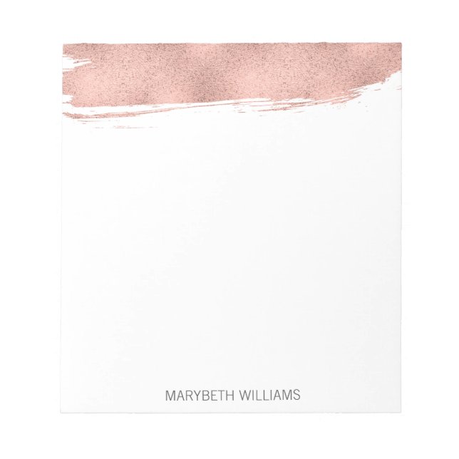 Moderne Rose Gold Pinselstrich Notepad Notizblock (Vorderseite)