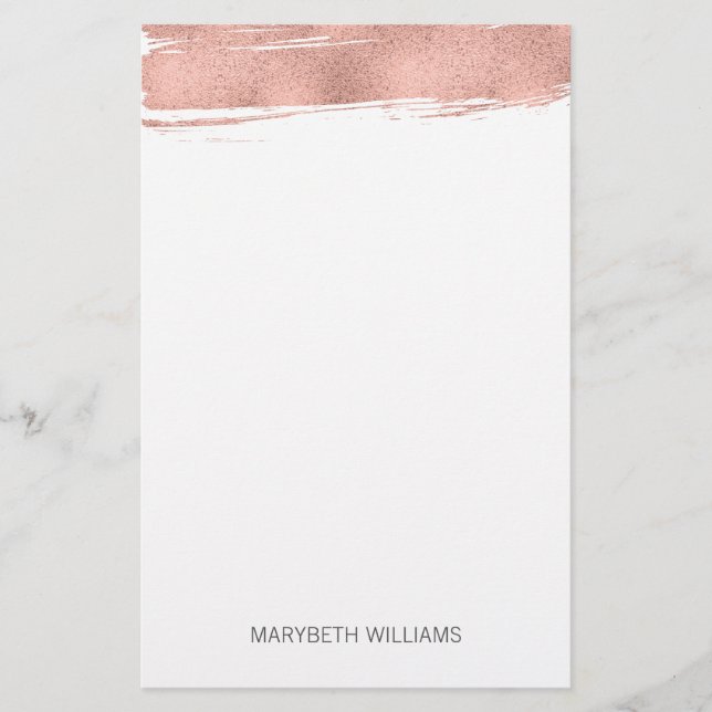 Moderne Rose Gold Pinselstrich Stationierung Briefpapier (Vorderseite)
