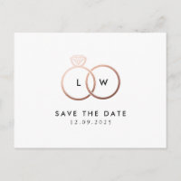 Moderne Rose Gold Ring Monogram Save the Date