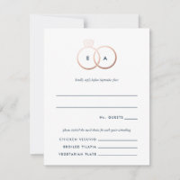 Moderne Rose Gold Rings Hochzeit RSVP Replik Card