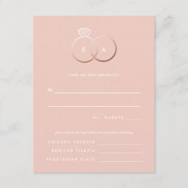 Moderne Rose Gold Rings Hochzeit RSVP Replik Card