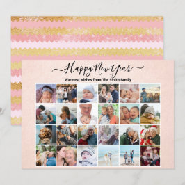 Moderne Rose Gold Rosa Elegantes Drehbuch Collage Feiertagskarte