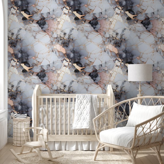 Moderne Rose Gold Rosa Marmor Tapete (Kinder)