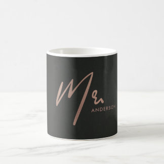 MODERNE ROSE GOLD SCHWARZE TYPOGRAFIE HERR LETZTER KAFFEETASSE