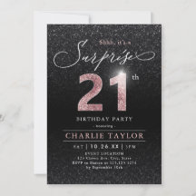 Moderne Rose Gold schwarze Überraschung 21. Geburt