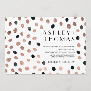 Moderne Rose Gold schwarze Wasserfarben Punkte Hoc Einladung