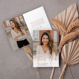 Moderne Rose Gold Script 2 Foto Abschluss Dankeskarte