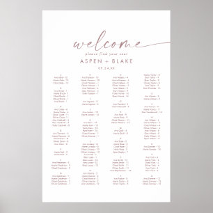 Moderne Rose Gold Script Alphabetisches Seekarten Poster
