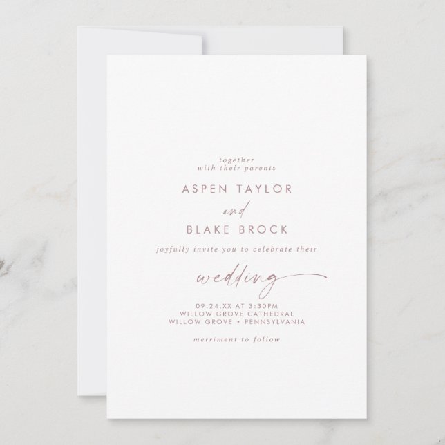 Moderne Rose Gold Script Couple & Partys Hochzeite Einladung (Vorderseite)