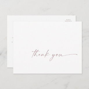 Moderne Rose Gold Script Danke Postcard Postkarte