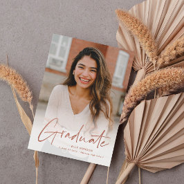 Moderne Rose Gold Script Foto Graduation Party Einladung