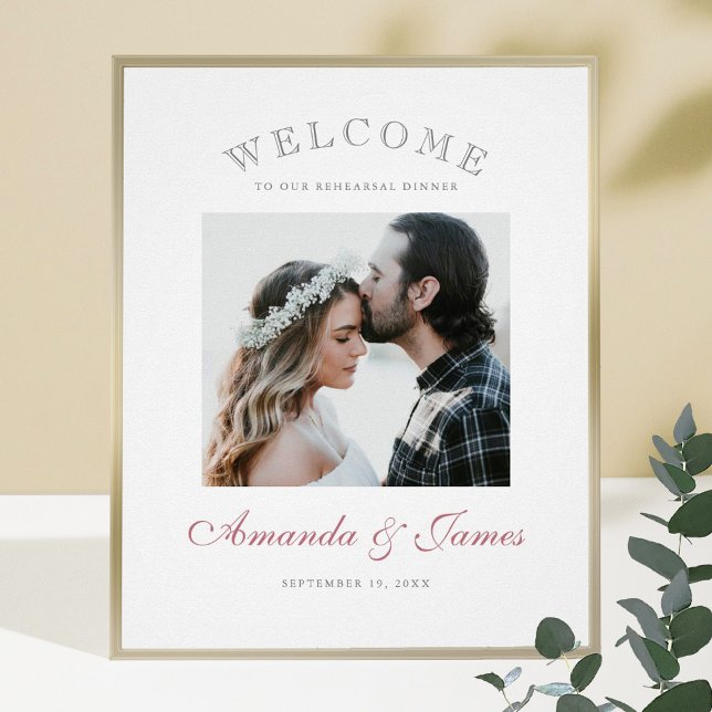 Moderne Rose Gold Script Foto Hochzeit Willkommen Poster (Von Creator hochgeladen)