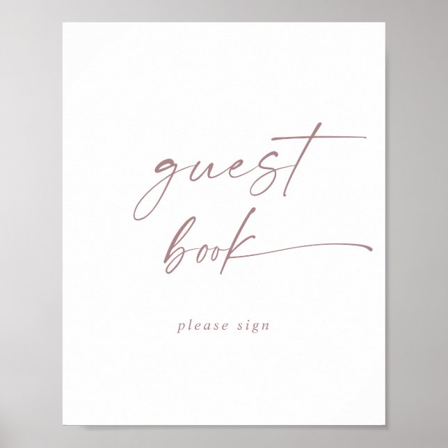 Moderne Rose Gold Script Gästebuchsignatur Poster (Vorne)