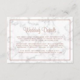 Moderne Rose Gold Script Hochzeitsdetails Begleitkarte