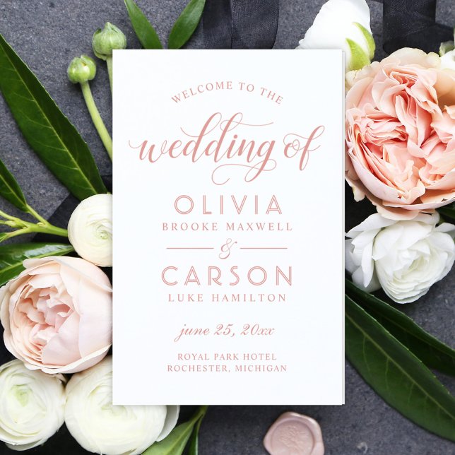 Moderne Rose Gold Script Hochzeitsprogramme (Von Creator hochgeladen)