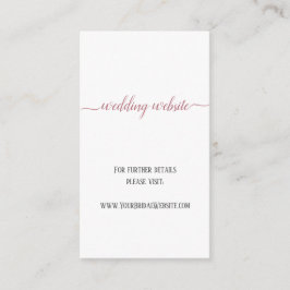 Moderne Rose Gold Script Minimal Wedding Website Begleitkarte