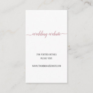Moderne Rose Gold Script Minimal Wedding Website Begleitkarte