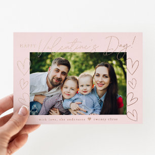 Moderne Rose Gold Script Valentine's Day Foto Folien Feiertagskarte